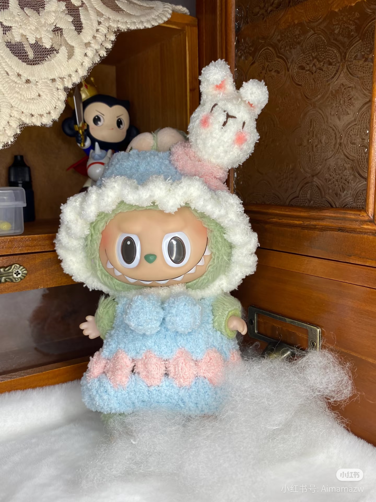 原创手工钩织泡泡玛特拉布布向日葵宝宝挂件玩偶换装娃衣15cm变装