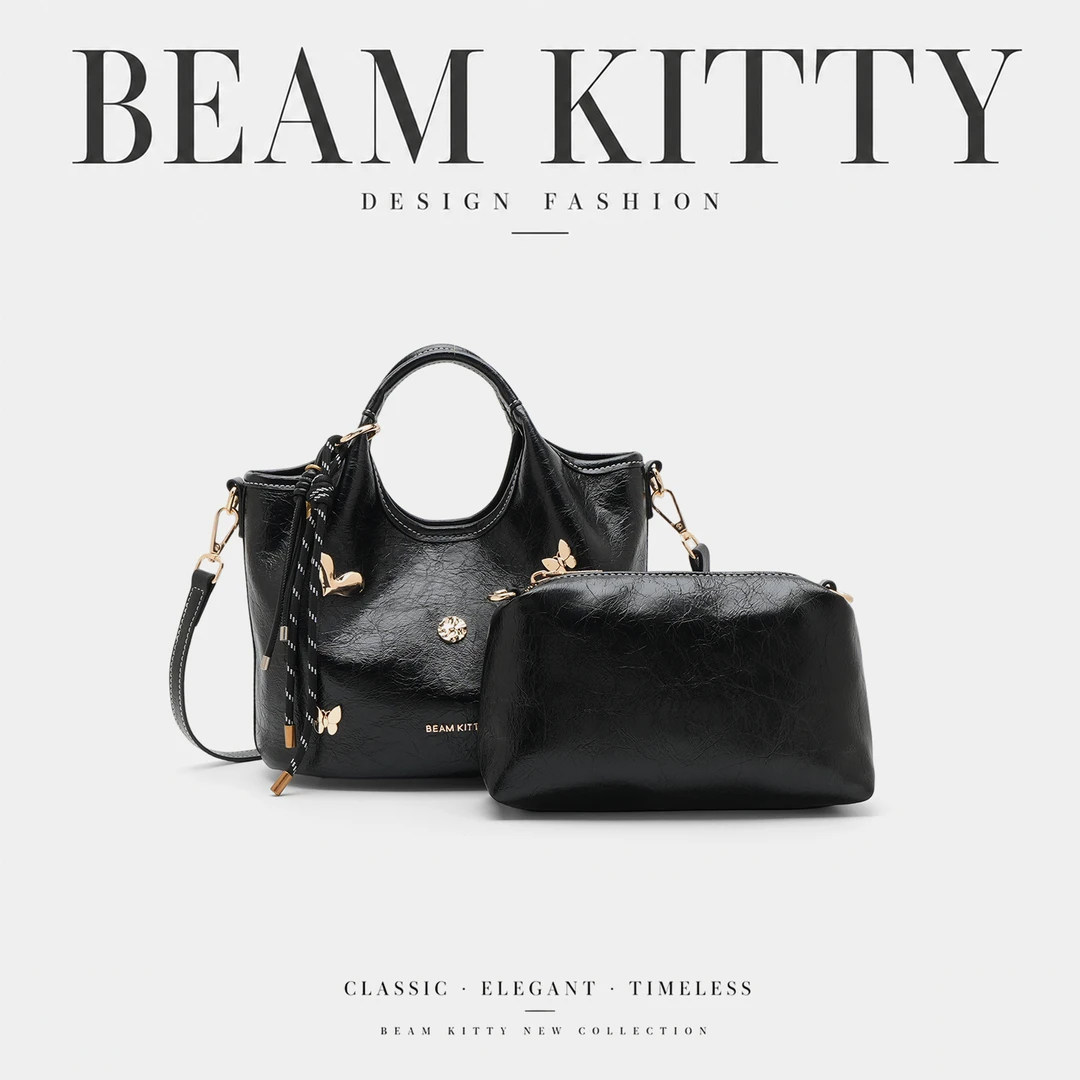 beamKitty经典黑高级感菜篮子包女轻奢百搭手提斜挎女包-1010-2