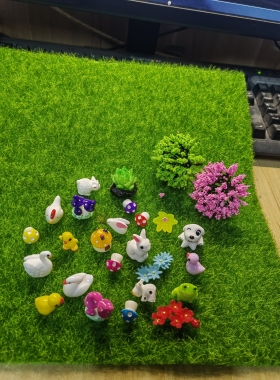 微景观摆件仿真卡通小动物仿真小树蘑菇玩偶手办公仔花盆装饰手工