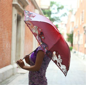 花边蕾丝刺绣太阳伞女遮阳防晒紫外线女神小巧便携渐变色绣花雨伞