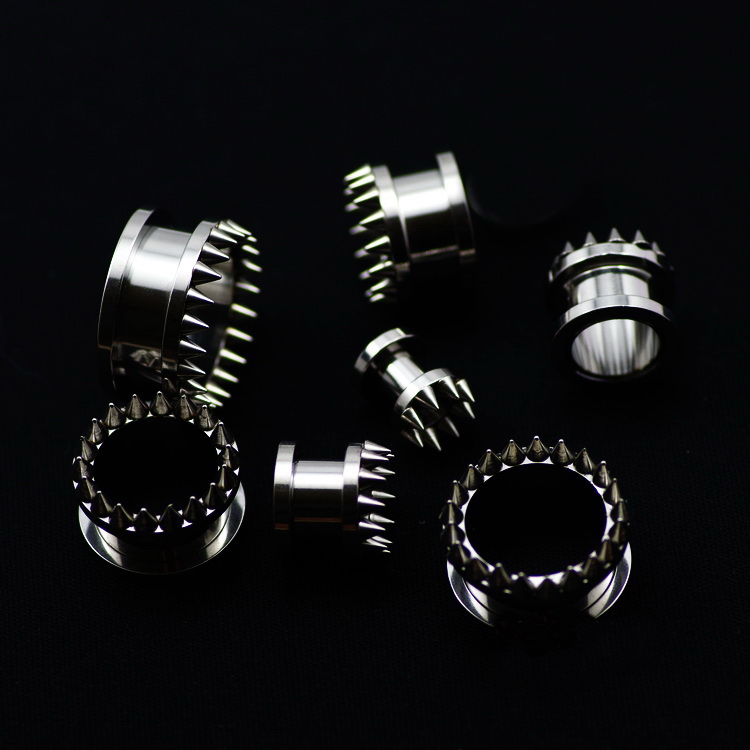 视觉饰品*视觉朋克钛钢狼牙尖扩耳器*超酷*银色 单只