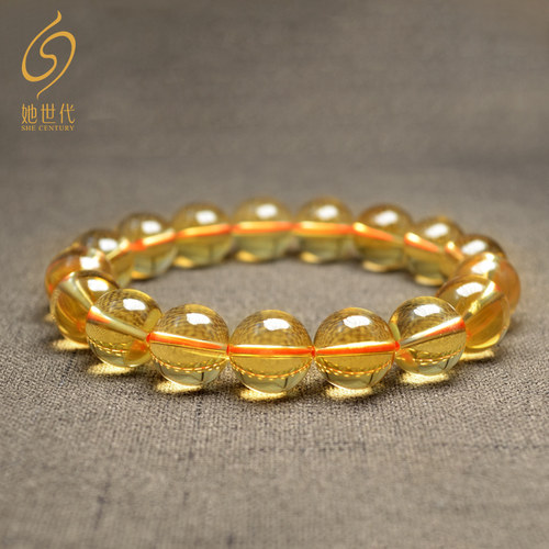 她世代天然黄水晶手串