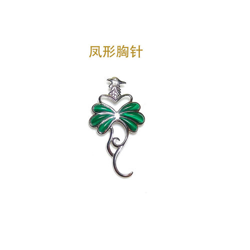孔雀石胸针古典优雅礼物送妈妈送长辈