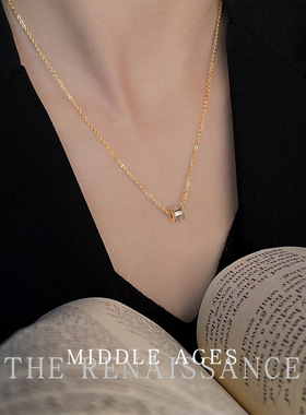 vintage中古风锆石通勤项链文艺复古锁骨链高级感气质简约首饰品