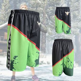 和平精英S1赛季身法裤红黑撞色运动裤男女游戏cos爆款短裤沙滩裤