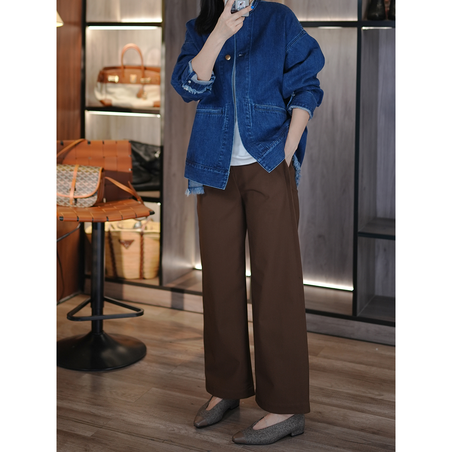 小狗与小孩全棉侧边压褶休闲裤