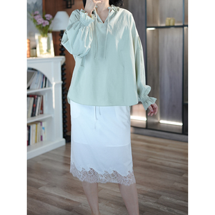 法式 26春 温柔浪漫 全棉系带花边领宽松长袖 6号衣橱 百搭衬衫