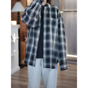 意大利粉标高克重全棉色织撞色格纹POLO领宽松廓形衬衫 6号衣橱