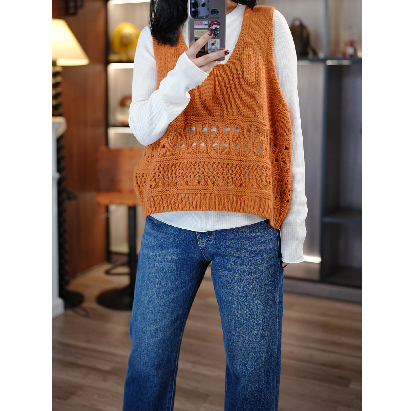 小狗与小孩山羊绒编织背心马甲