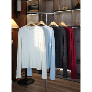 绵羊毛前后中缝线圆领纯色打底针织衫 秋冬叠穿绝绝子 6号衣橱