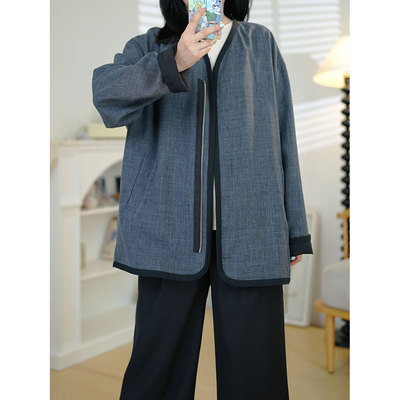 小狗与小孩聚纤双面V领拉链外套