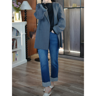 脚法棍牛仔裤 26春 洗水弹力丹宁须边翻折裤 小狗出品 6号衣橱