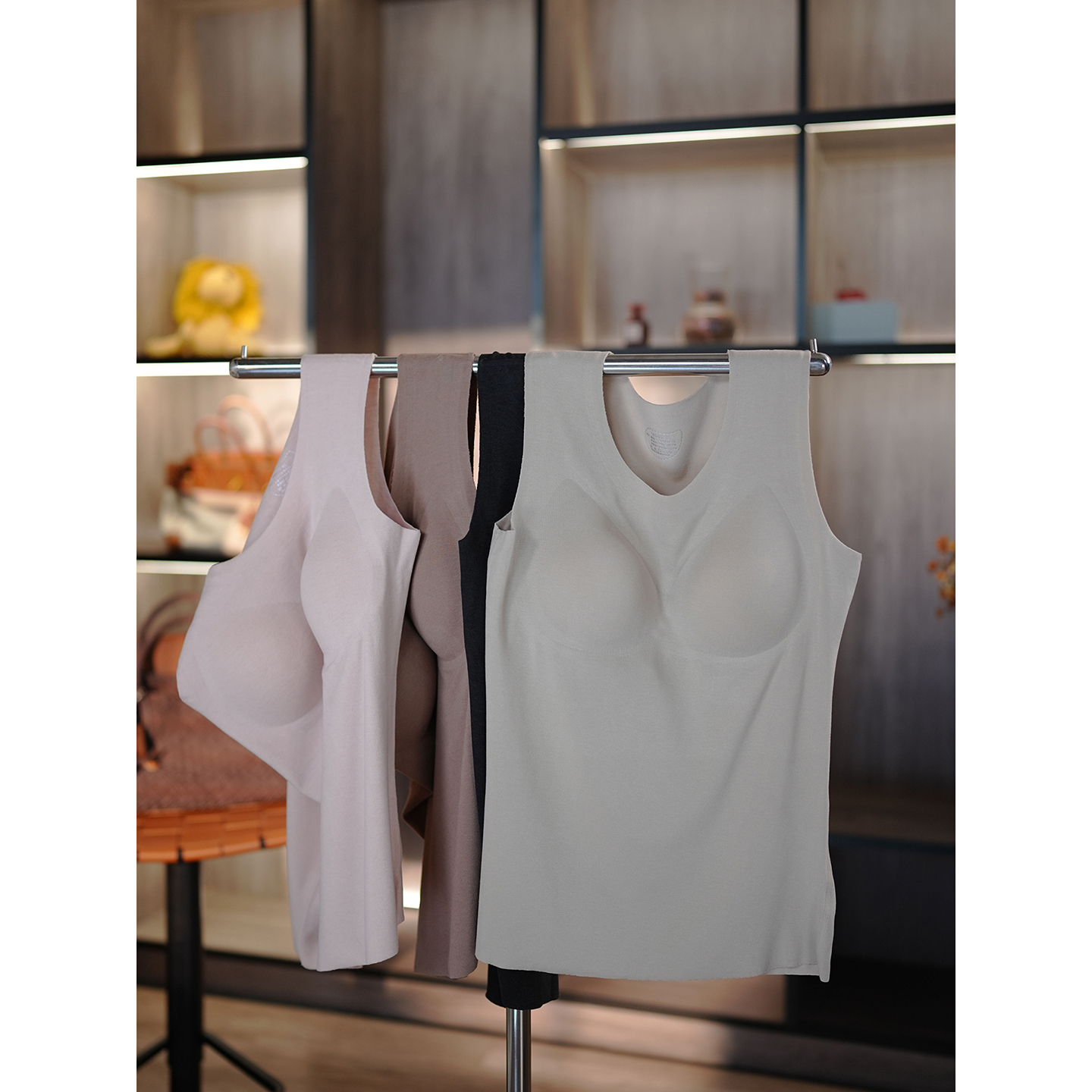 羊毛蚕丝暖感二合一bra打底背心