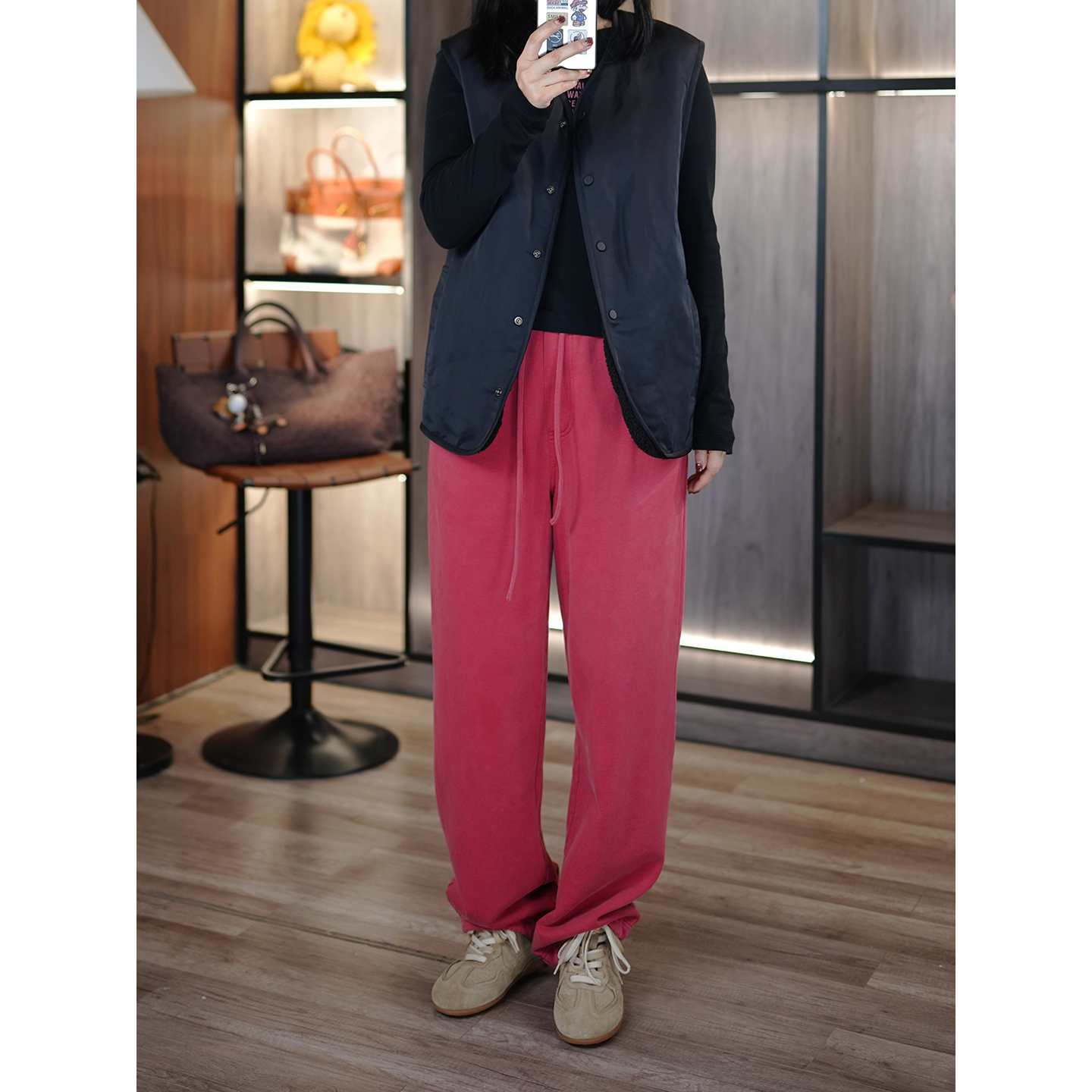 松驰慵懒高克重全棉直筒休闲裤