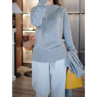 宽松圆领针织衫 6号衣橱 100山羊绒后中立体中线 简约松驰百搭