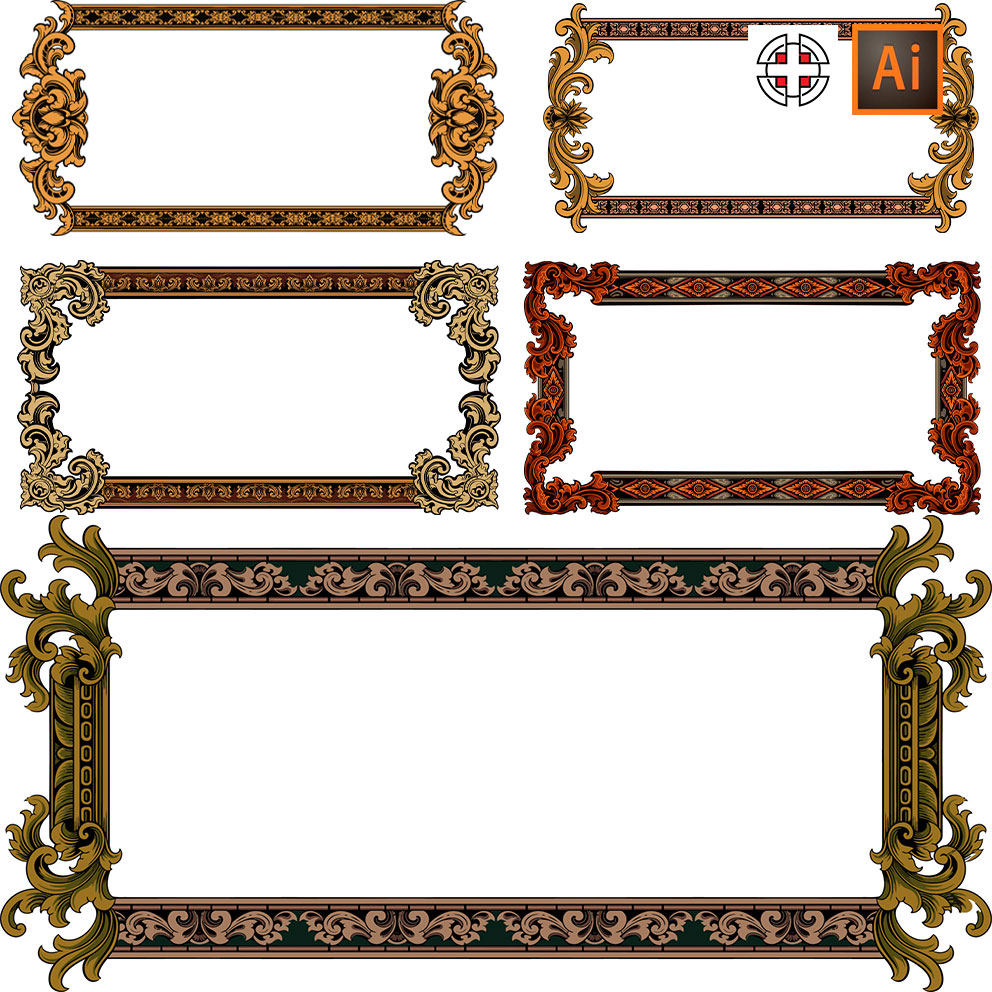 精美欧式复古巴洛克哥特花纹边框ai矢量设计素材