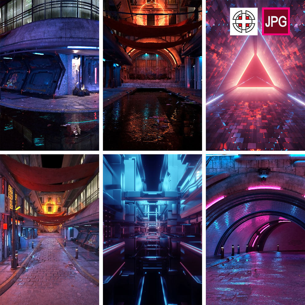 竖屏赛博朋克未来感时尚街舞街道立体空间高清背景图片设计素