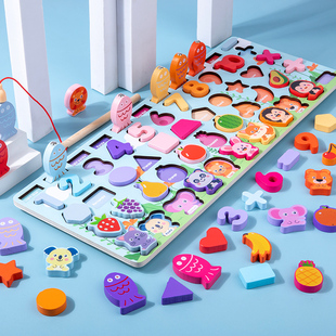 儿童2-3两岁木制嵌板动物手抓板拼图益智早教启蒙数字玩具男女孩