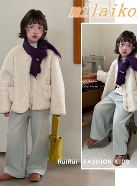 米莱女童冬季羊羔毛加厚保暖外套