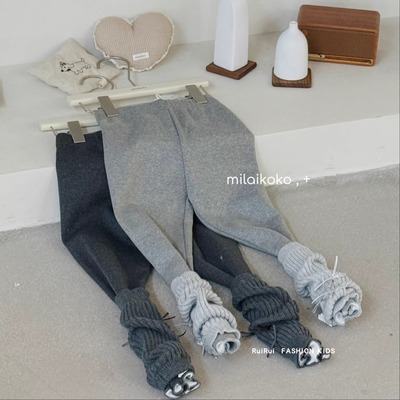 米莱童装女童修身一体绒打底裤