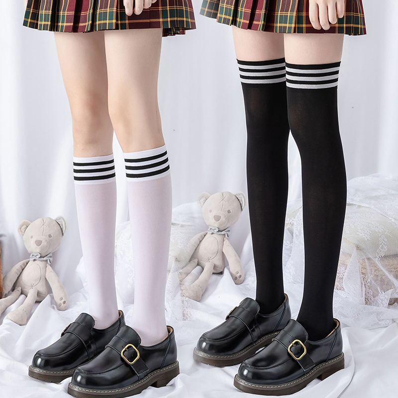袜子女高筒jk制服条纹过膝袜子
