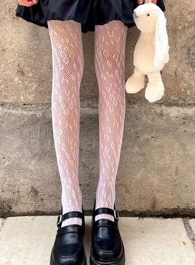 黑丝渔网袜女黑色丝袜蕾丝复古豹纹美腿白色春夏日系性感jk黑丝袜