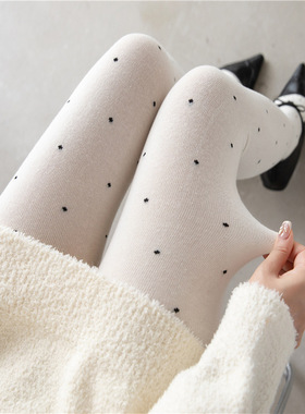 卉薇新款棉打底裤长袜灰色圆点连裤袜微压显瘦秋天打底袜女袜子