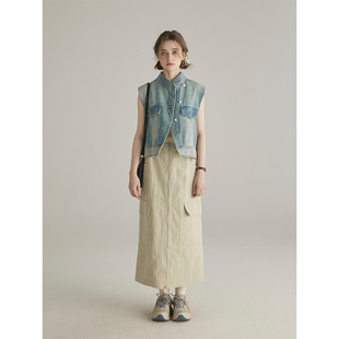 半身裙女休闲气质长裙子 拉链设计感a字工装 三十三 上城walker