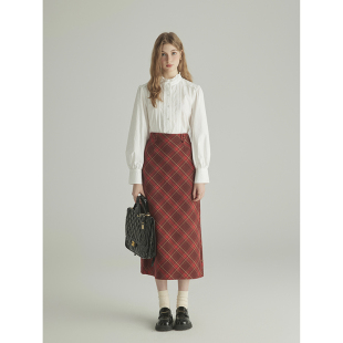 三十三 格子a字高腰半身裙女冬显瘦通勤高气质格子裙 北芬part