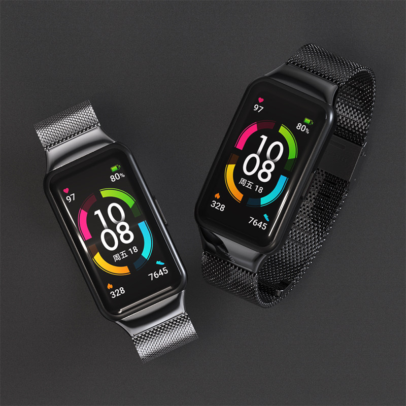 SUITABLE FOR HONOR BAND 7 6 HUAWEI BAND 6 7 8 9NFC WRISTBAND METAL THREE STRAINS LEATHER NYLON PRO STRAP