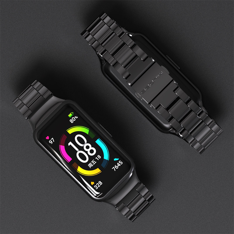 SUITABLE FOR HONOR BAND 7 6 HUAWEI BAND 6 7 8 9NFC WRISTBAND METAL THREE STRAINS LEATHER NYLON PRO STRAP