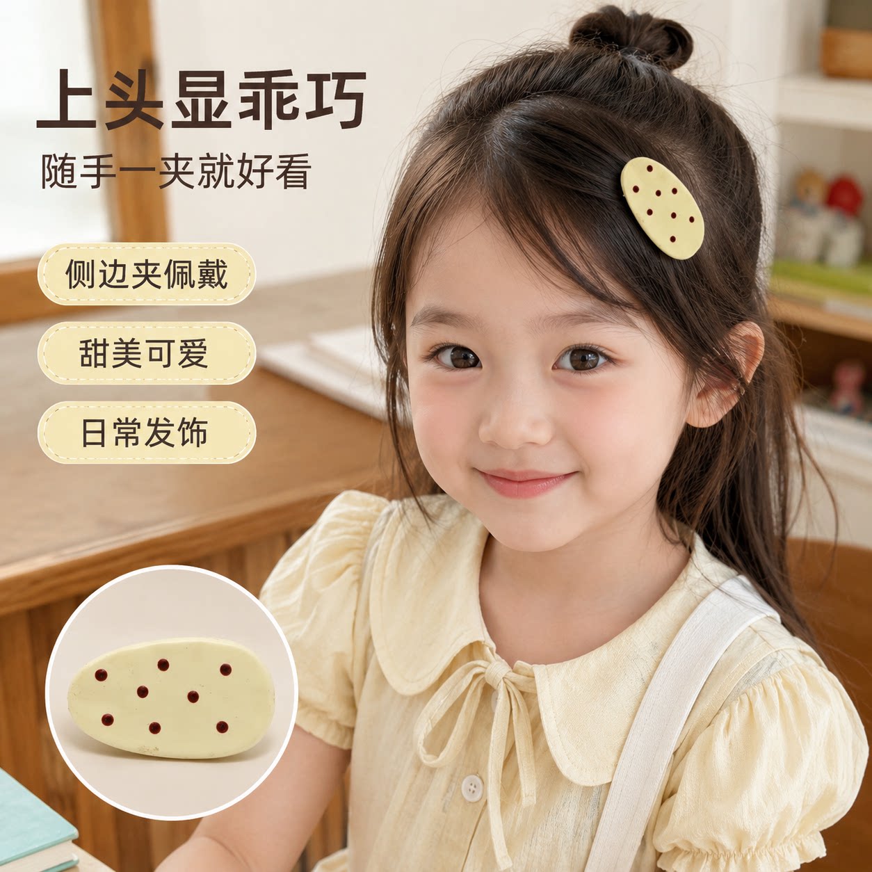 儿童甜美彩色波点鸭嘴BB夹