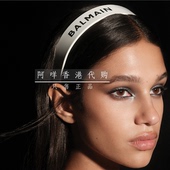 代购 Acetate白色黑字LOGO发箍 Cellulose 巴尔曼Balmain Hair限量