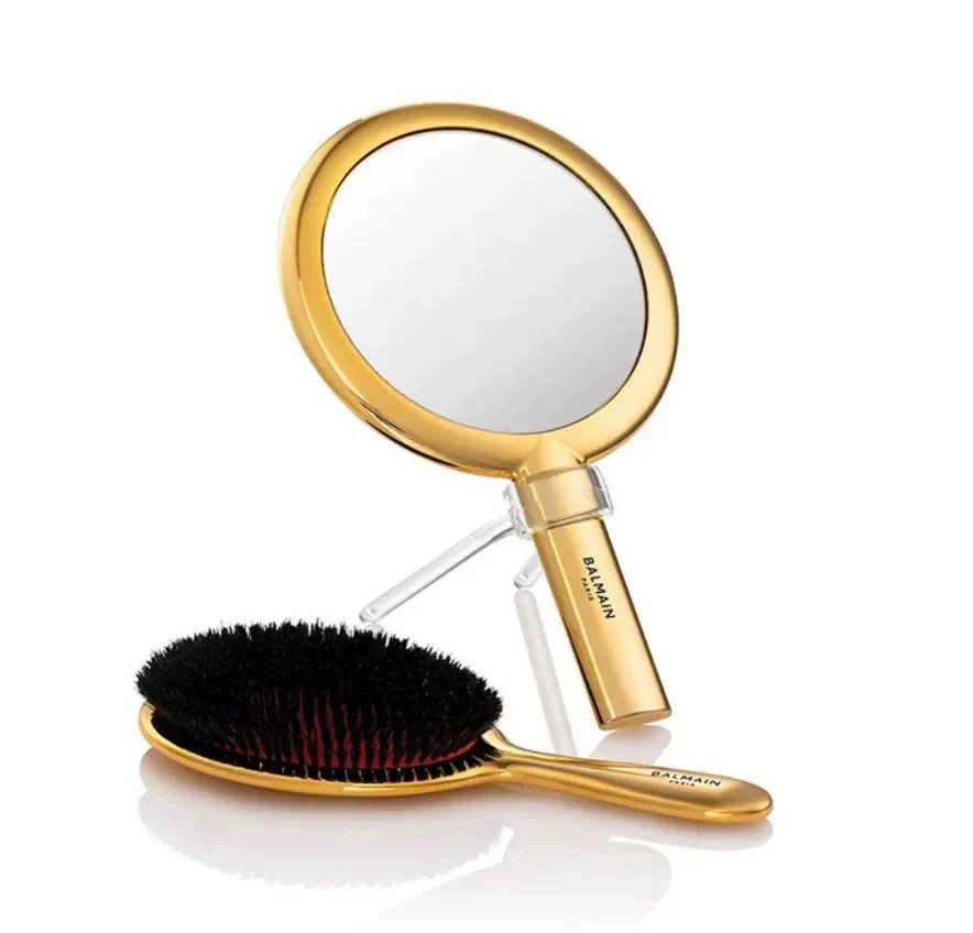 巴尔曼Balmain Hair Luxury spa brush 奢华金/银 镜子套装