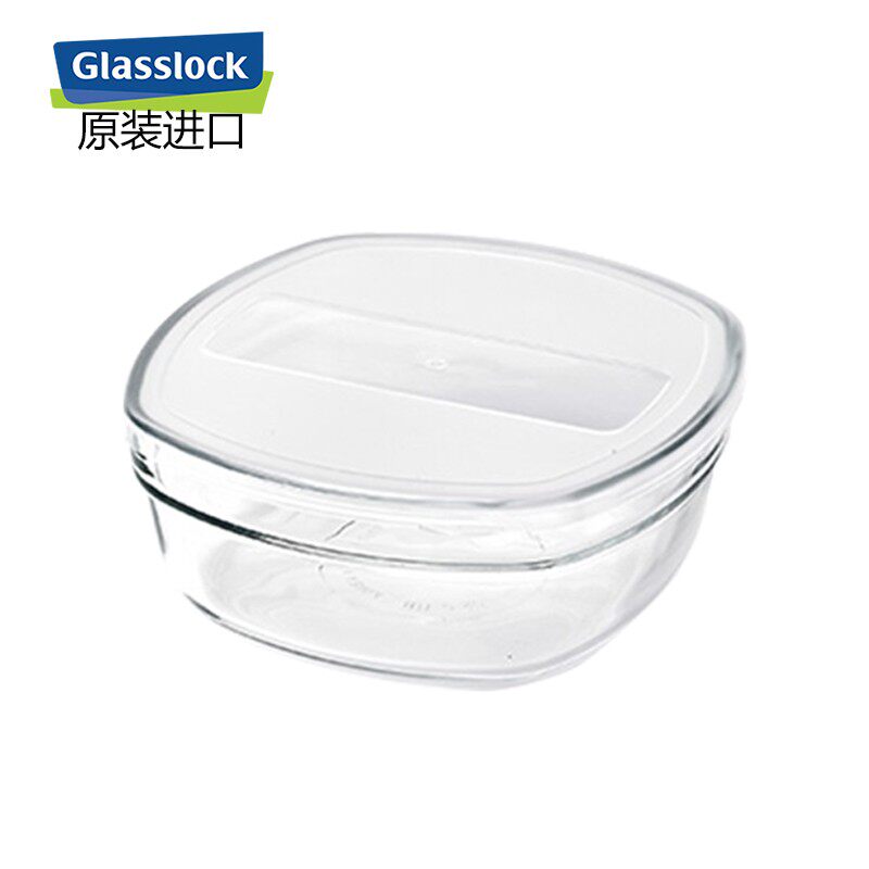 Glasslock韩国进口钢化玻璃带盖微波炉保鲜盒沙拉玻璃饭碗方形12