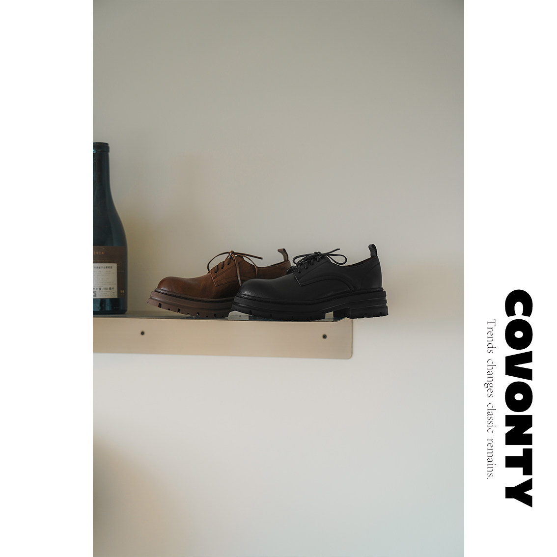 COVONTY「classics」电影感 水洗缩纹马皮英伦小皮鞋女厚底德比鞋,女鞋,深口单鞋,淘宝优惠券,粉丝福利购,淘宝优惠卷