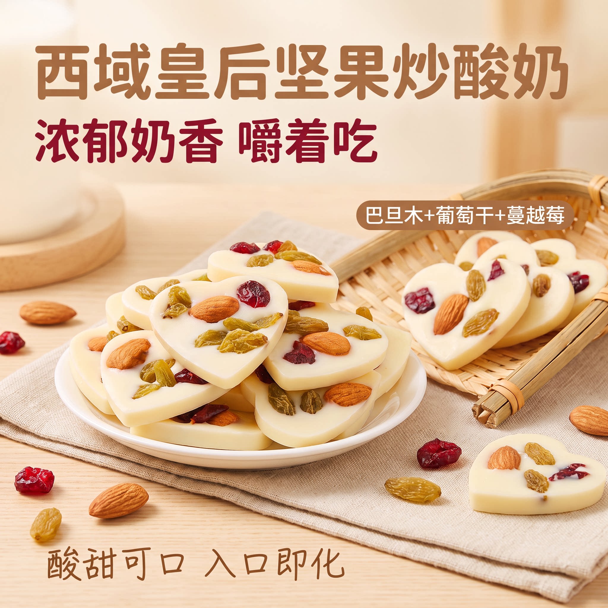 西域皇后新疆特产坚果炒酸奶片成品葡萄干巴旦木仁蔓越莓休闲零食