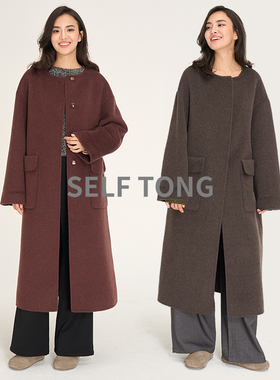 【两穿大衣】25冬新品蚕丝驼绒绵羊毛可脱卸围巾双面呢大衣女