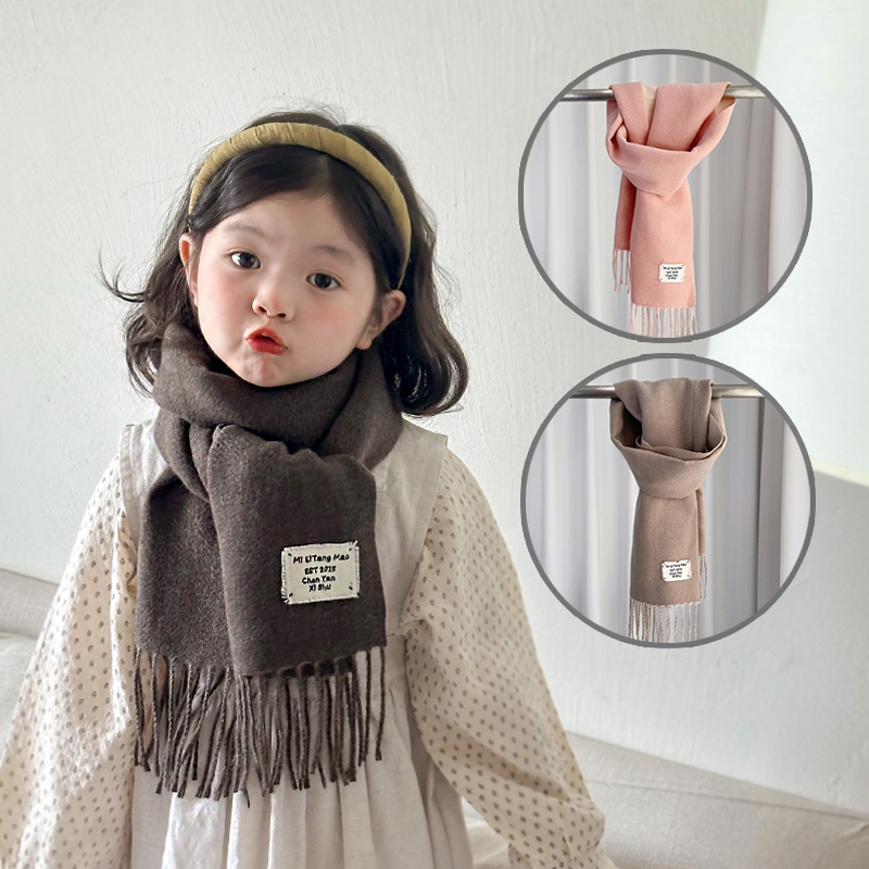 儿童加厚仿羊绒围巾保暖披肩