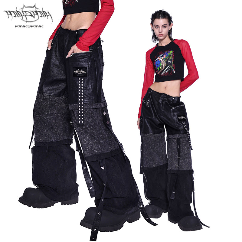 PINKSPINK原创堆叠拼接Y2K牛仔裤图片