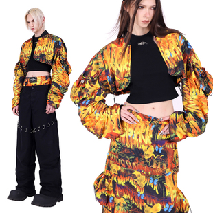 PINKSPINK原创火焰概念防晒外套廓形袖无性别短款女团打歌Y2K罩衫