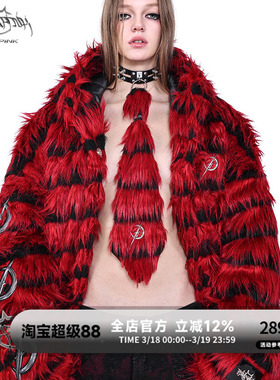 PINKSPINK原创电月黑红毛毛领带