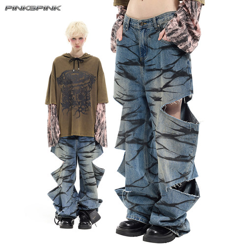 PINKSPINK原创Remake破洞牛仔裤