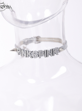 PINKSPINK原创铆钉闪钻朋克项圈