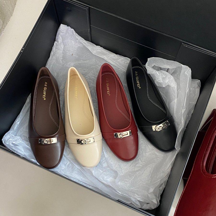 小香风金属扣真皮玛丽珍鞋女平底浅口单鞋通勤百搭,女鞋,浅口单鞋,淘宝优惠券,粉丝福利购,淘宝优惠卷