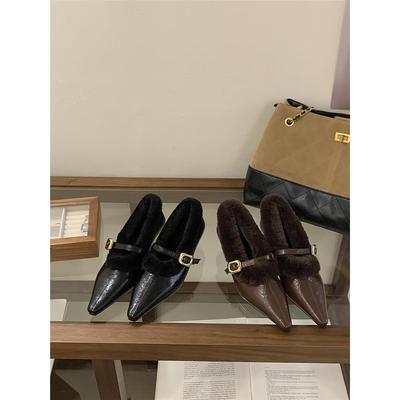 加绒2025年冬季新款粗跟中