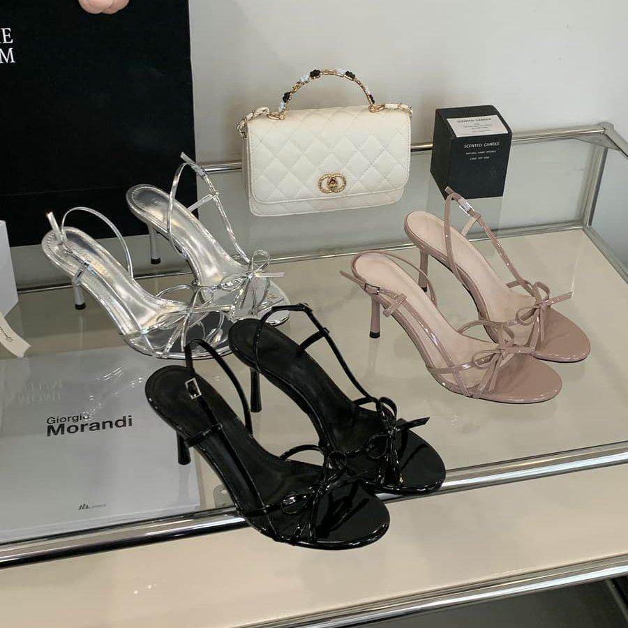 法式甜美风蝴蝶结一字带凉鞋女露趾细跟高跟鞋仙女风,女鞋,一字带凉鞋,淘宝优惠券,粉丝福利购,淘宝优惠卷