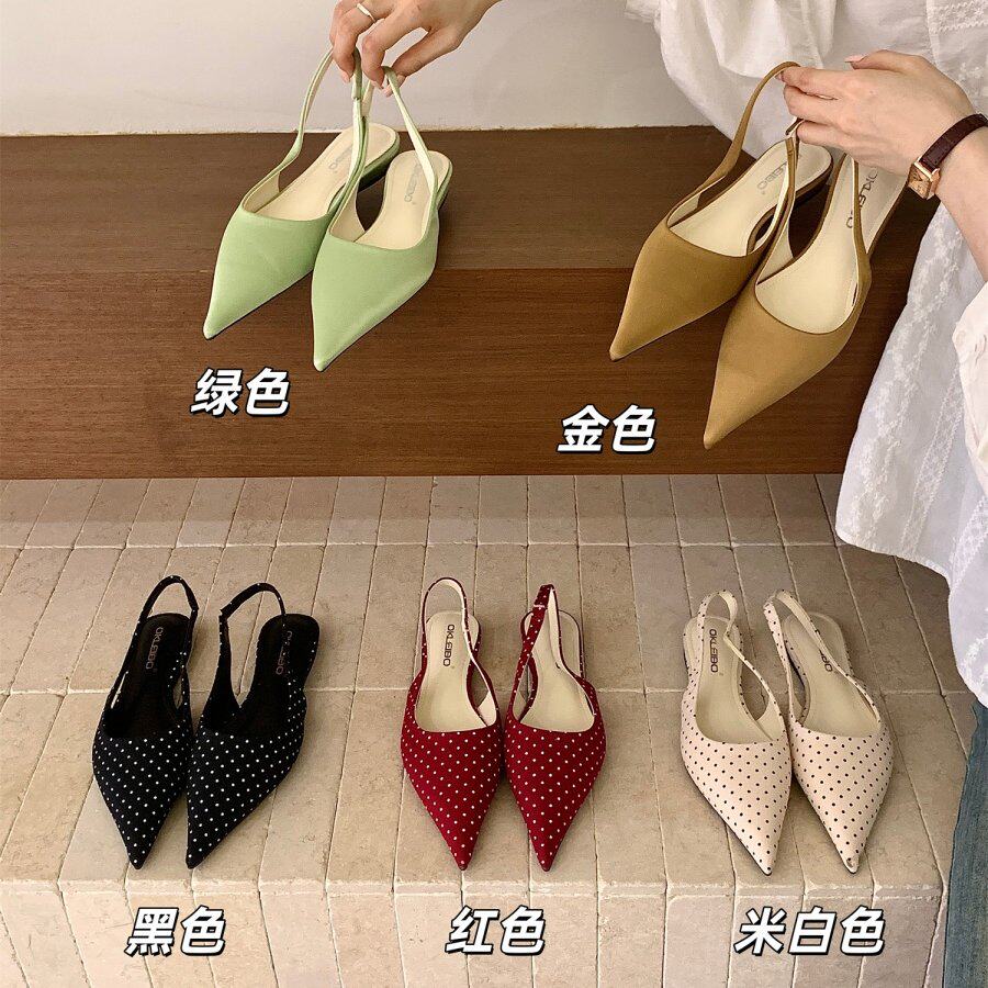 法式平底包头凉鞋仙女鞋子2026新款春夏季气质配裙子尖头黑色单鞋
