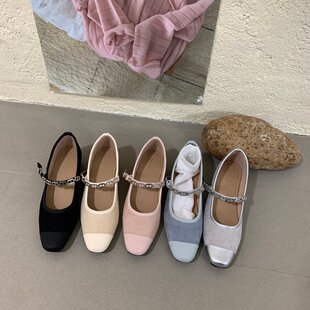 粗跟小方头气质玛丽珍晚晚鞋女2026春季新款法式一字带单鞋配裙子