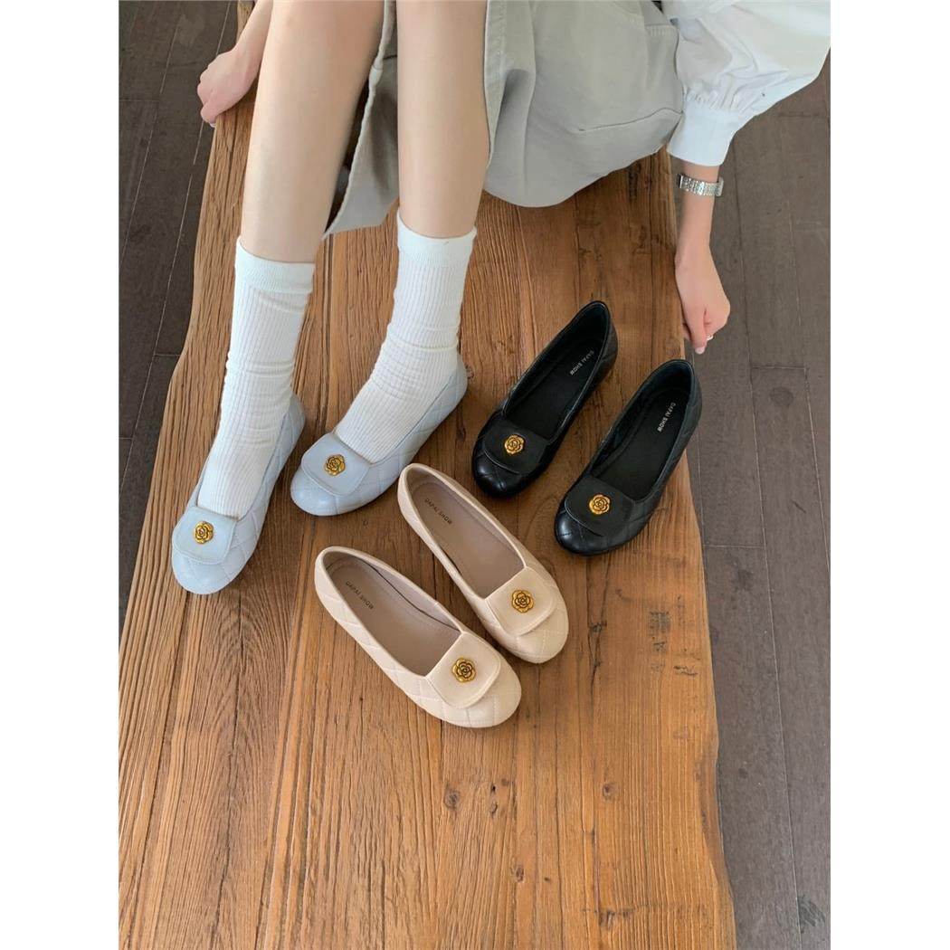 法式风山茶花玛丽珍鞋女平底浅口单鞋百搭舒适一脚蹬,女鞋,玛丽珍鞋,淘宝优惠券,粉丝福利购,淘宝优惠卷